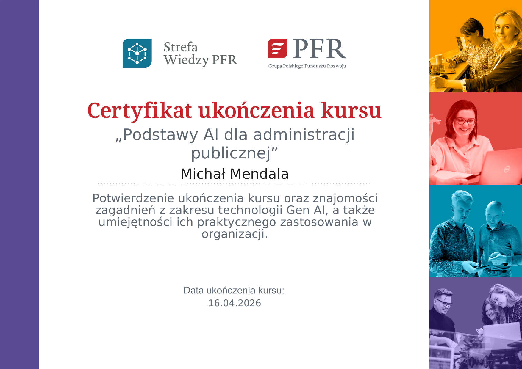 Certyfikat Podstawy AI dla administracji publicznej